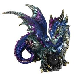 FC Design - 8.25"W Dragon Guarding Crystal Figurine Statue Office/Computer Desk Tabletop Medieval Gaming Home Decor Gift - Multi-Color