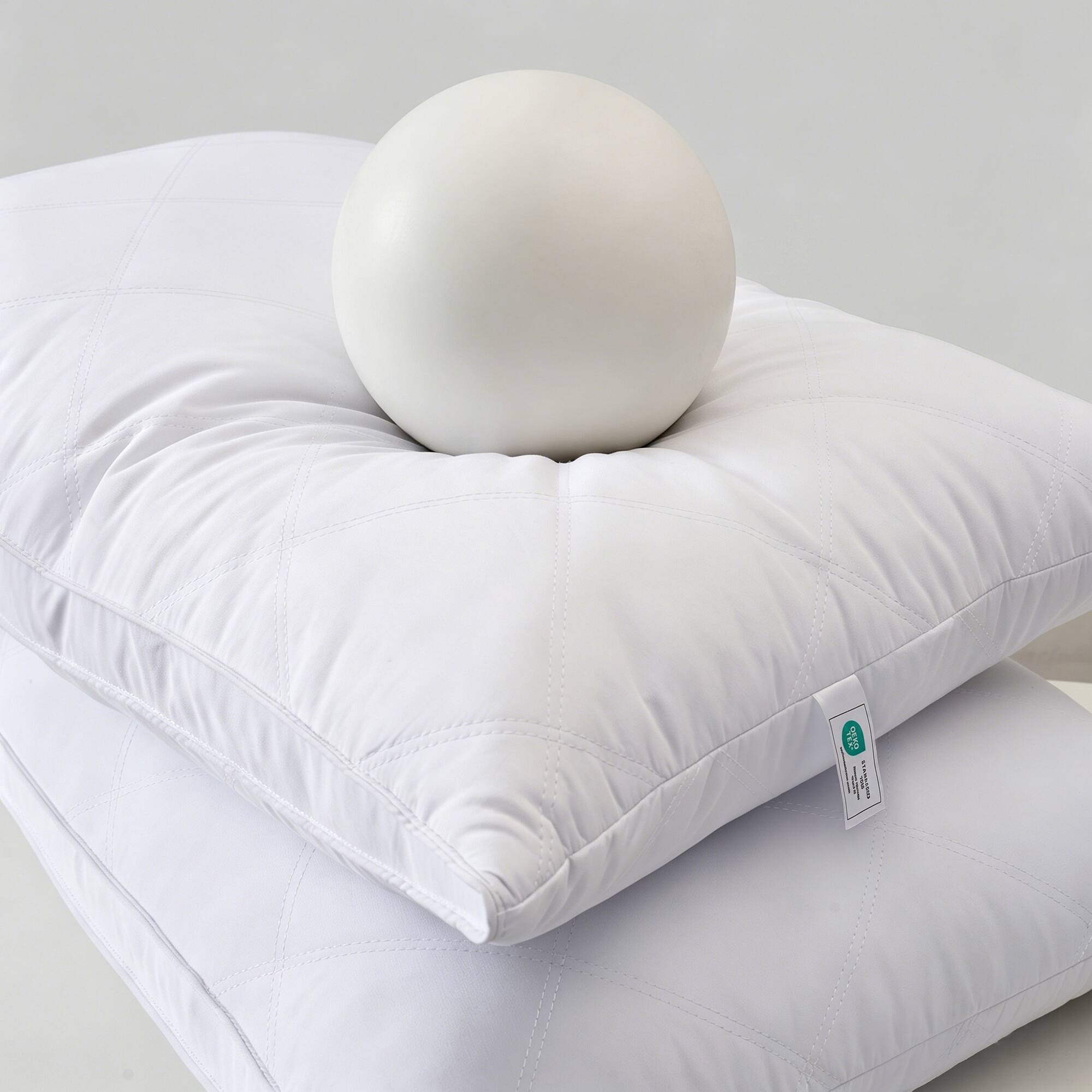 Alt View 2. Peace Nest - Peace Nest Quilted Goose Feather Pillows Set of 2 Medium Firm Bed Pillows, Oval Gusseted, King - Oval Gusseted.