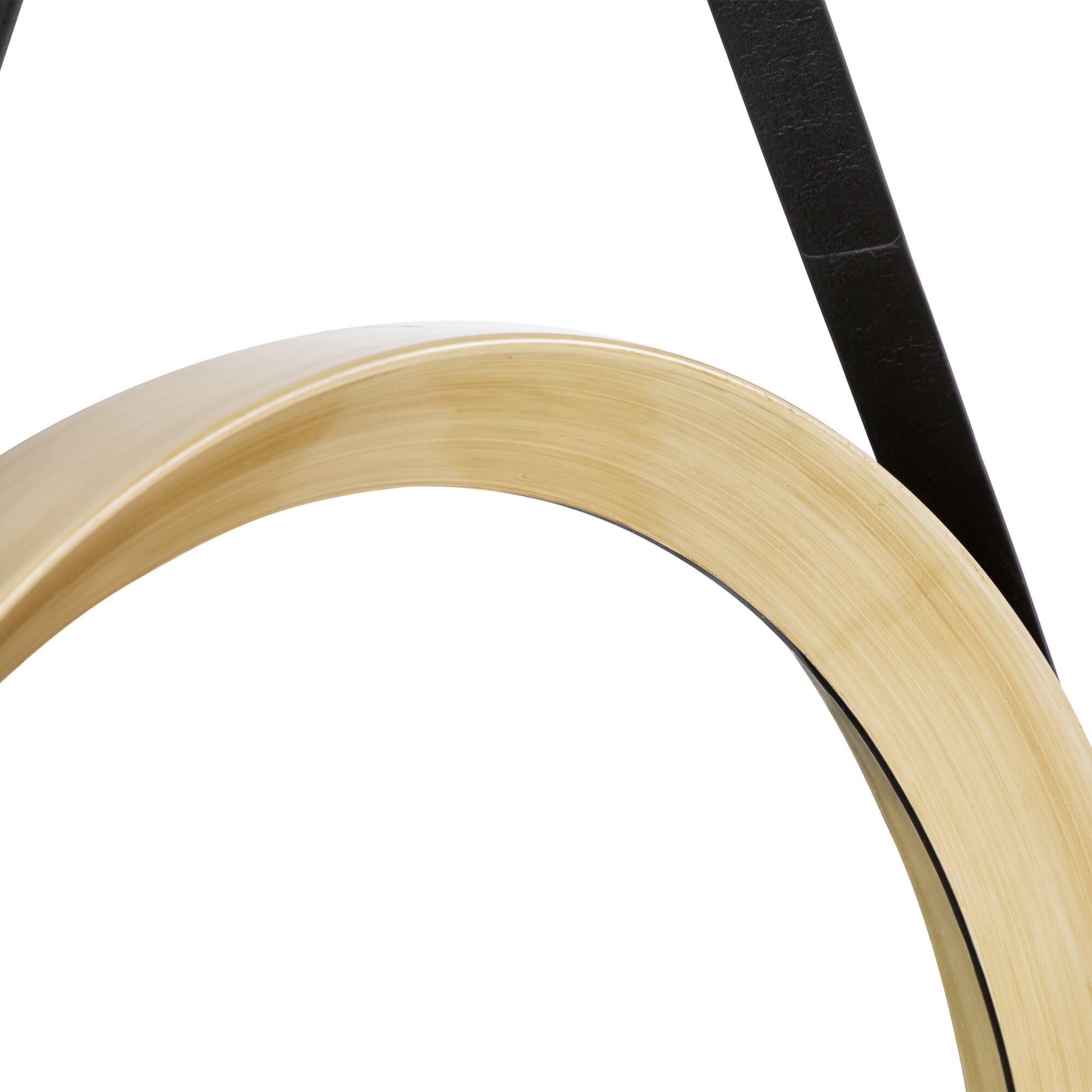 Alt View 4. Northlight - 20" Wooden Finish Round Wall Mirror with Black Hanging Strap - Gold.
