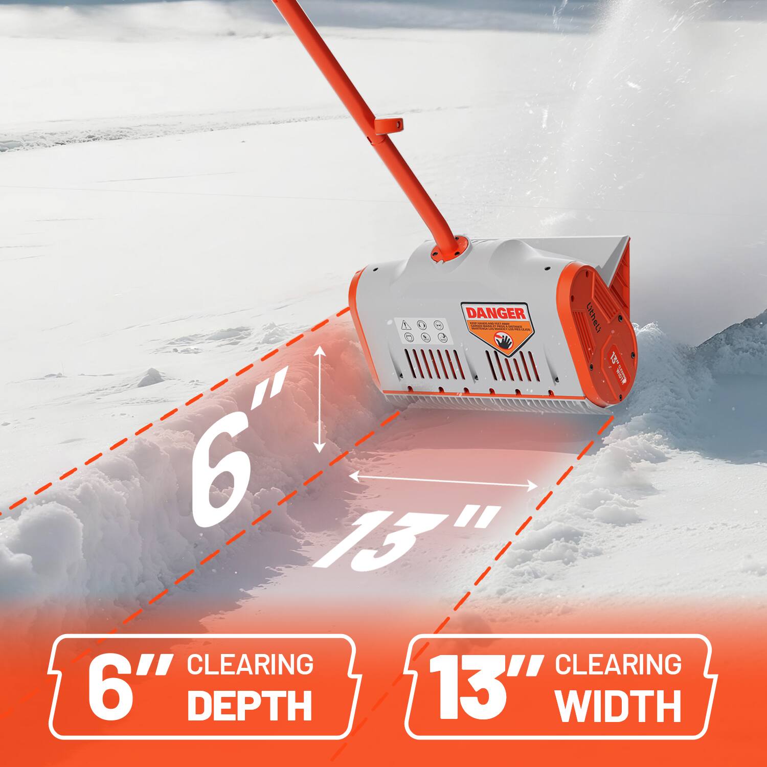 DANGER Litheti 1 - : - - - -a | -. : . 1 .   1 6" 6 15 CLEARING CLEARING 6" DEPTH 13" WIDTH