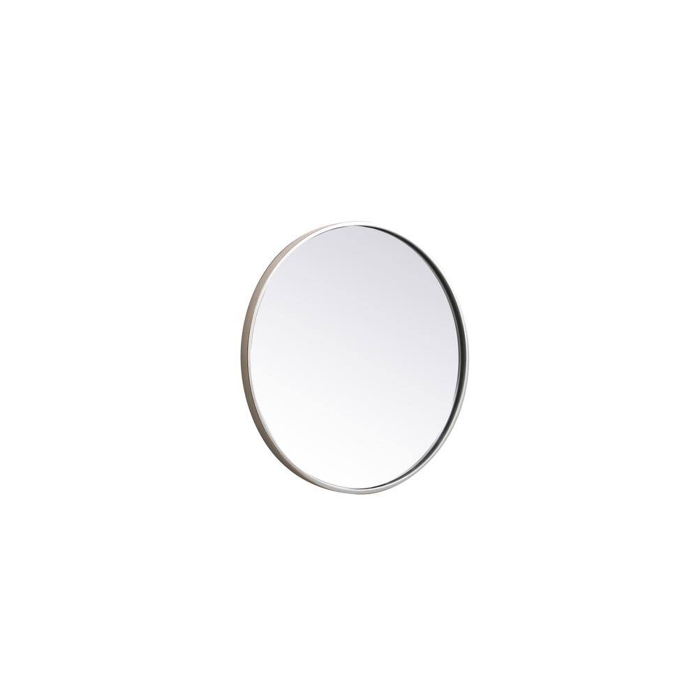 Angle. Elegant Decor - Metal frame round mirror 21 inch in silver - Silver.