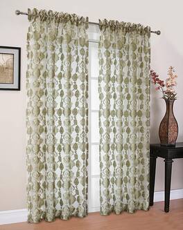 Moroccan Accents by Kate Aurora 1 Piece Rod Pocket Clipped Elegant Sheer Curtain Panel - Sage Green