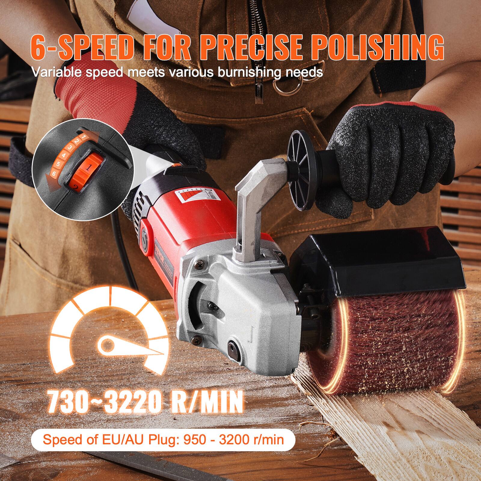 6-SPEED FOR PRECISE POLISHING  
Variable speed meets various burnishing needs  

2 3 4 5 1 6  

www.ESPLES.com  

730~3220 R/MIN  
Speed of EU/AU Plug: 950 - 3200 r/min
