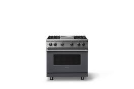 Viking - 5.1 Cu. Ft. 36"W Freestanding LP Gas Sealed 4 Burner Range with Griddle - Cast Black