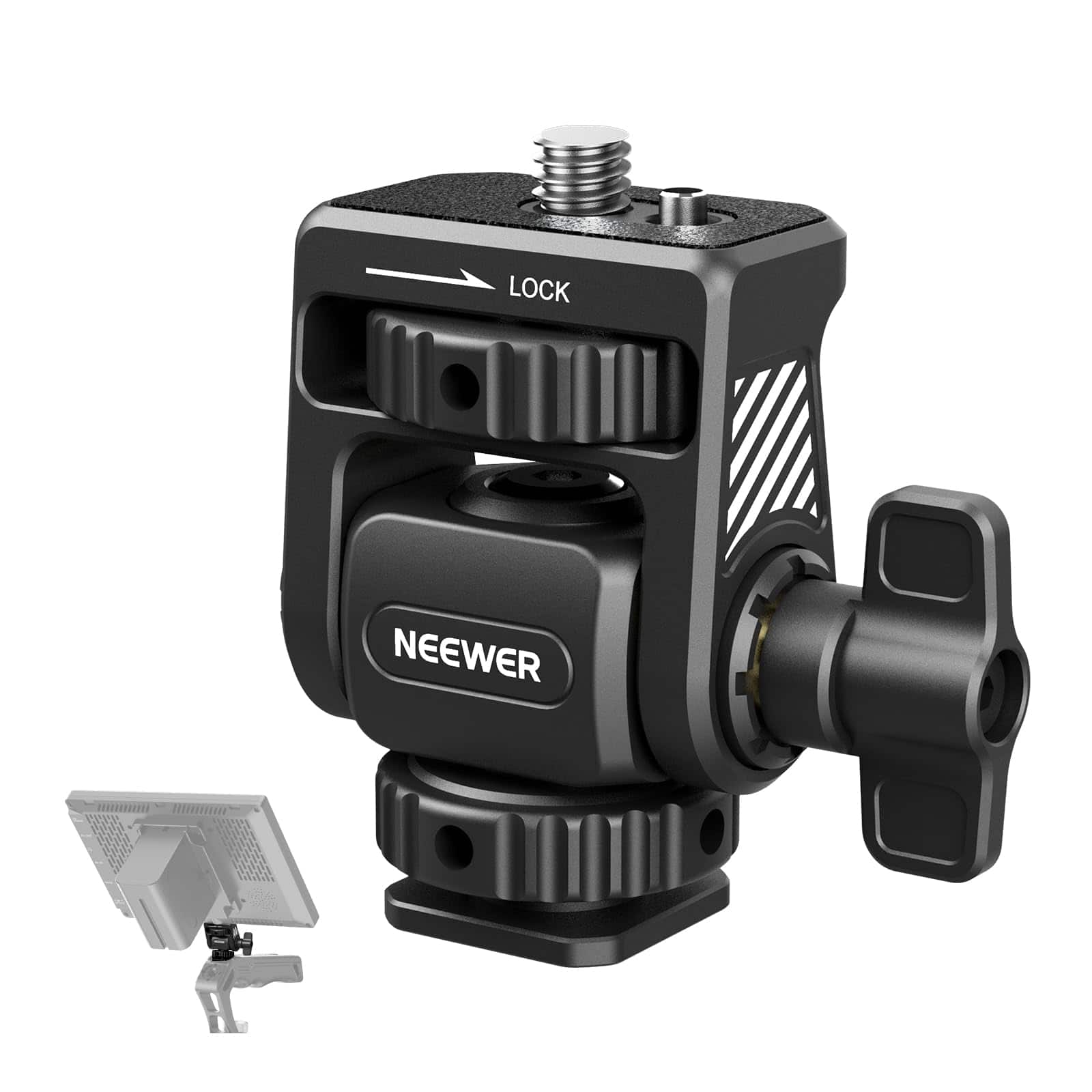 Neewer - Field Monitor Mount with Cold Shoe - 360° Swivel Holder with Anti-Twist Screw for Atomos Ninja 5"/7"