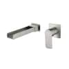 Front. Boyel Living - Brushed Nickel Wall Mounted Basin Faucet Solid Brass Single Handle Waterfall Spout 1/2NPT - Silver.