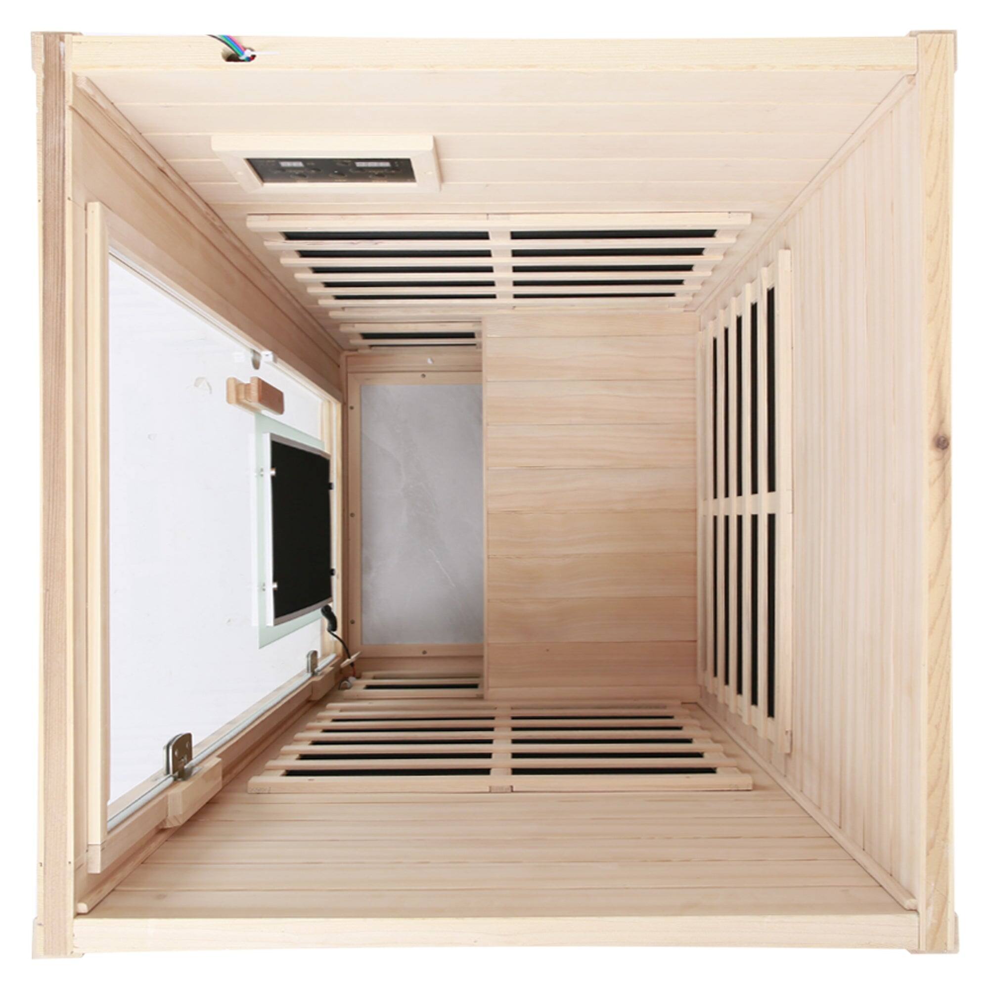 Alt View 8. Boyel Living - One Person Indoor Far Infrared Sauna Room with Hemlock Panels and LCD Control - Natural.