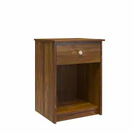 Hivvago - Farmhouse 1-Drawer Bedroom Nighstand with Open Shelf - Rusic Brown Oak