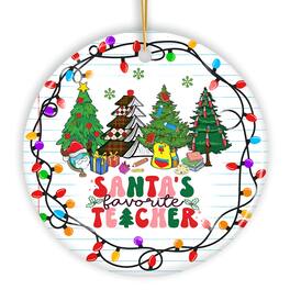 OrnamentallyYou - Santas Favorite Teacher Festive Holiday Christmas Gift Ornament - Multi-colored