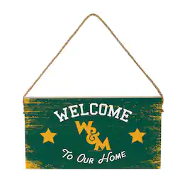 Evergreen Enterprises - William & Mary Tribe 6" x 11" Welcome Home Wood Wall Sign with Rope Hanger - Multicolor