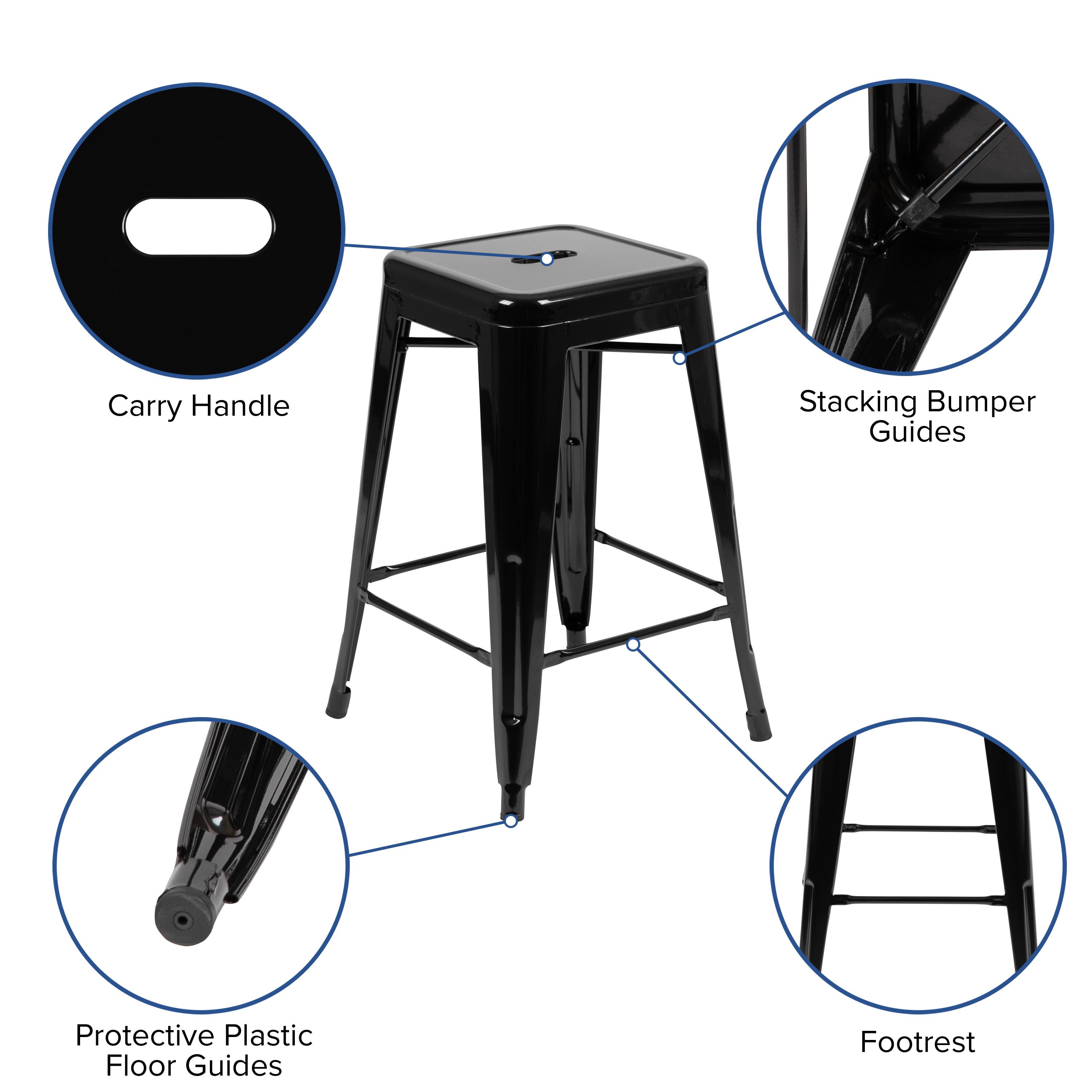- Carry Handle
- Stacking Bumper Guides
- Protective Plastic Floor Guides
- Footrest