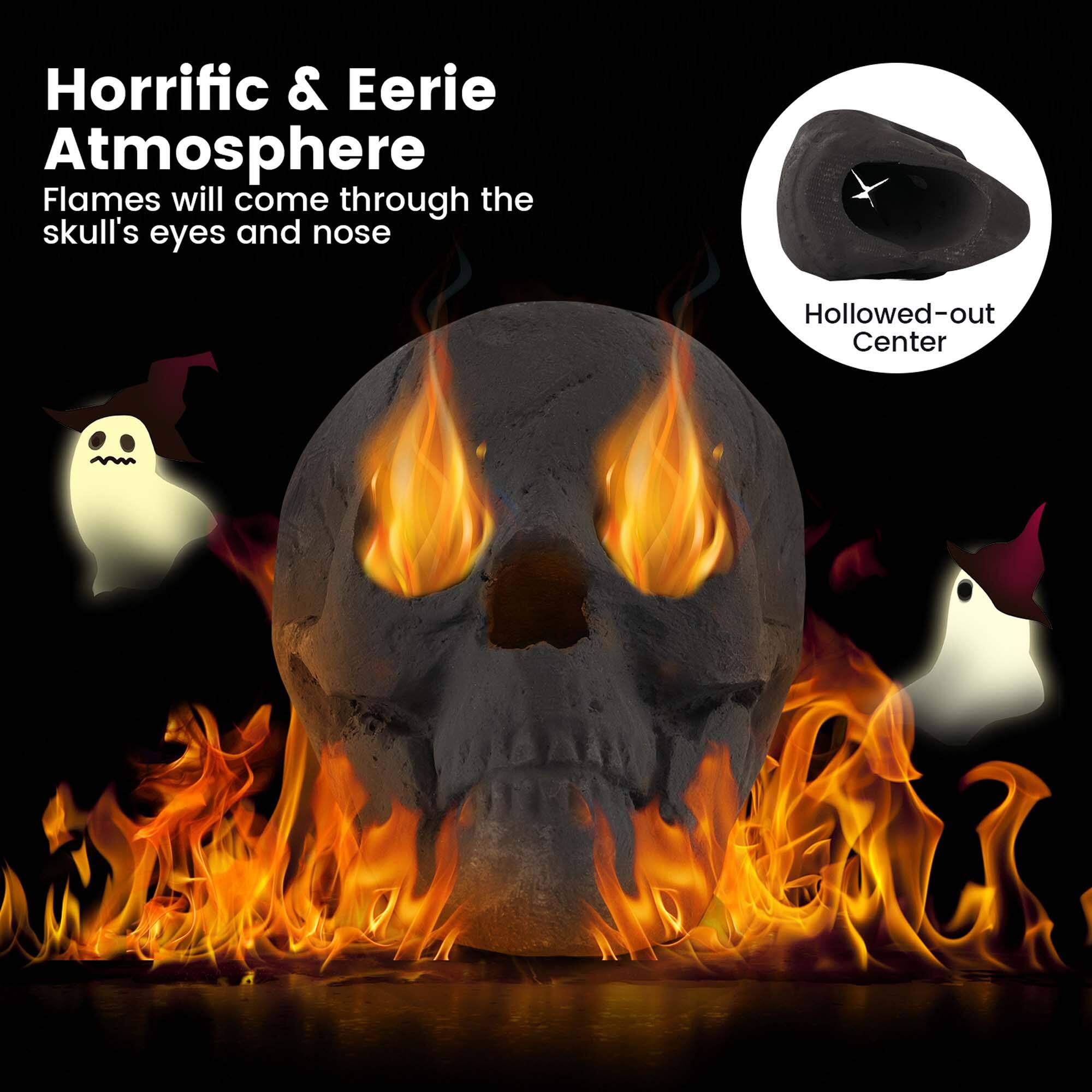 Horrific & Eerie Atmosphere  
Flames will come through the skull's eyes and nose  

Hollowed-out Center