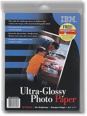Front Standard. IBM - 50-Pack 8.5" x 11" Glossy Photo Paper.