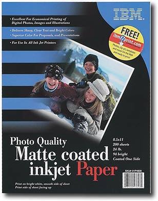 Front Standard. IBM - 200-Pack 8.5" x 11" Matte Photo Paper.
