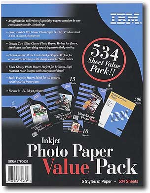 Front Standard. IBM - 534-Count Photo and Printer Paper Assortment.