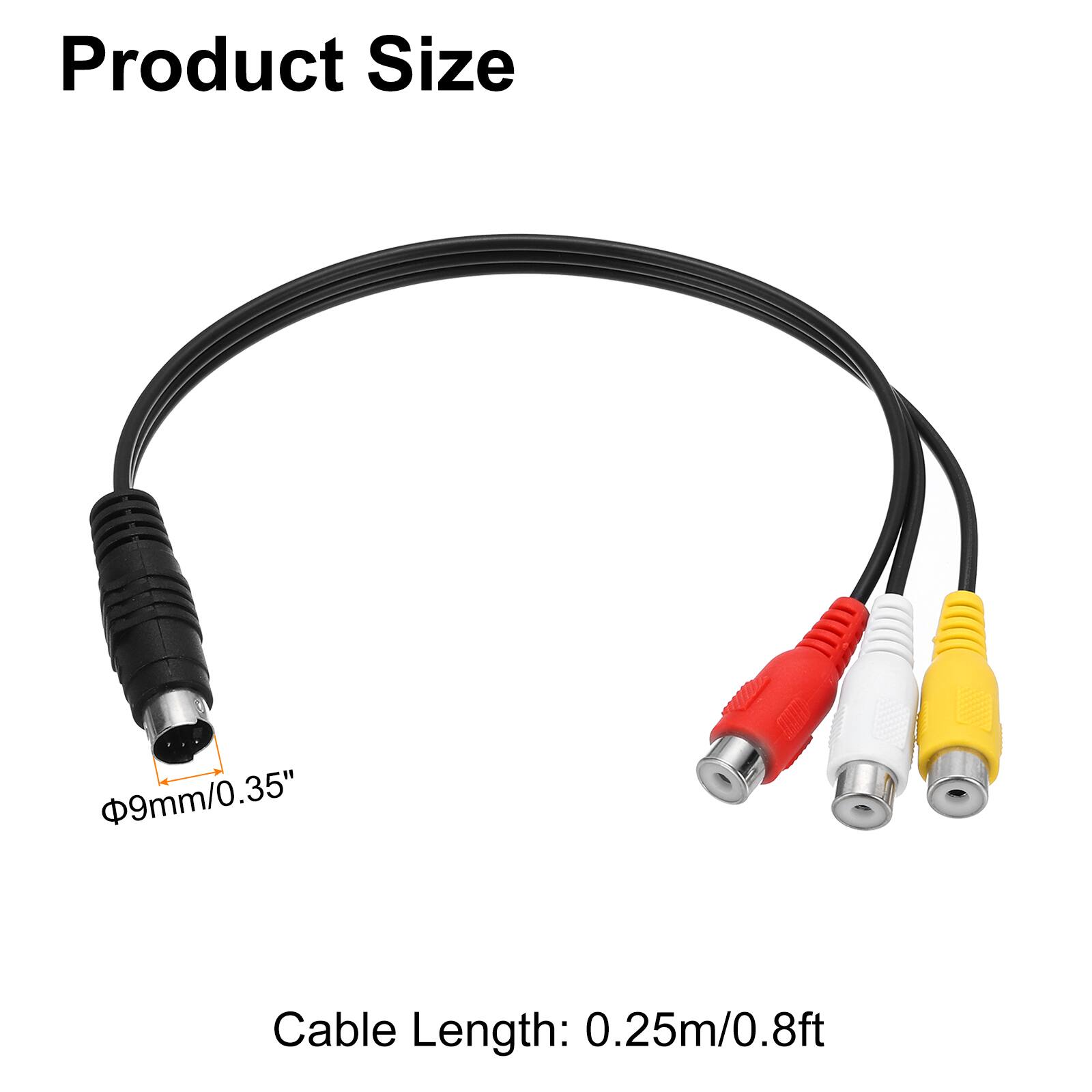Product Size: 9mm/0.35"  
Cable Length: 0.25m/0.8ft