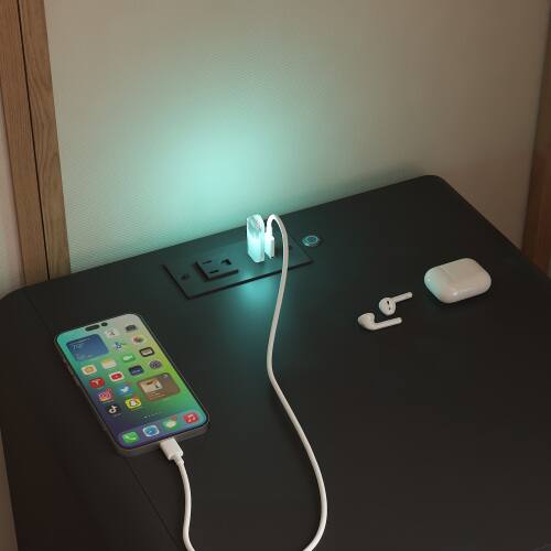 Alt View 1. LUCKY ONE - Smart Nightstand with Charging Station Voice-Controlled Night Light LED - Black.
