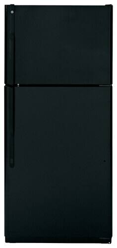 Front Standard. GE - 18.0 Cu. Ft. Frost-Free Top-Freezer Refrigerator - Black.