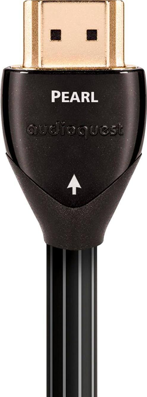 Front. AudioQuest - Pearl 10' 4K Ultra HD In-Wall HDMI Cable - Black/White Stripe.