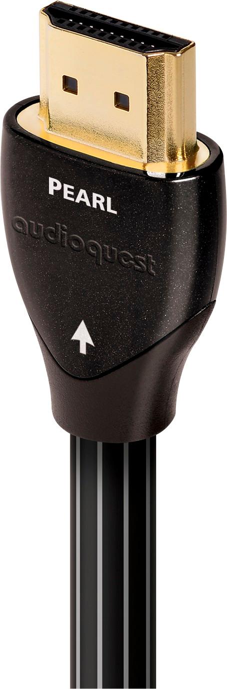 Left View: AudioQuest - Pearl 10' 4K Ultra HD In-Wall HDMI Cable - Black/White Stripe