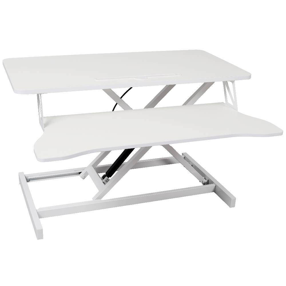 Angle. Loheer - Loheer Standing Desk Converter White Adjustable Sit to Stand Workstation with Keyboard Tray Gas Spring Laptop Desk Riser - White.