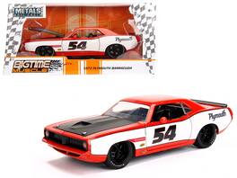 1973 Plymouth Barracuda #54 1/24 Diecast Model Car by Jada - orange, White, Black