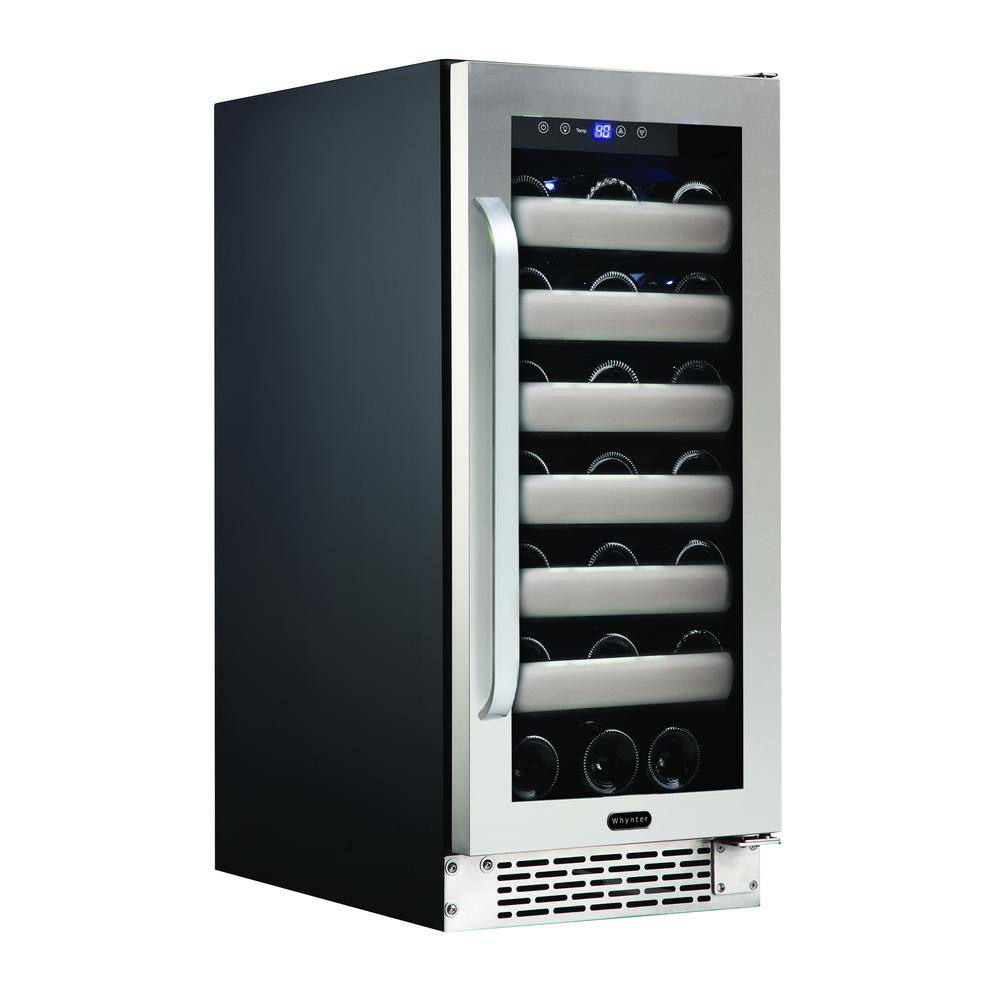 Left. Whynter - BWR-331SL Elite 33 Bottle Seamless Stainless Steel Door Single Zone Built-in Wine Refrigerator - Stainless Steel / Black.