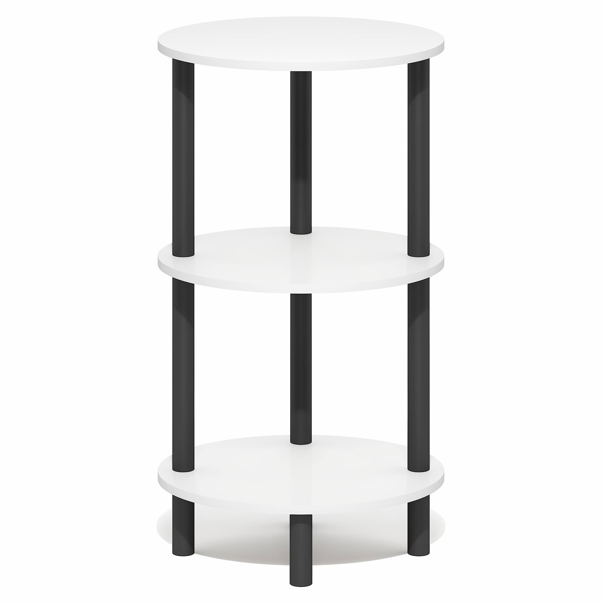 Alt View 6. Furinno - TURN-N-TUBE 3-Tier Oval Night Stand, Toolless Assembly Narrow Nightstand, Modern Side Table, End Table - White/Black.