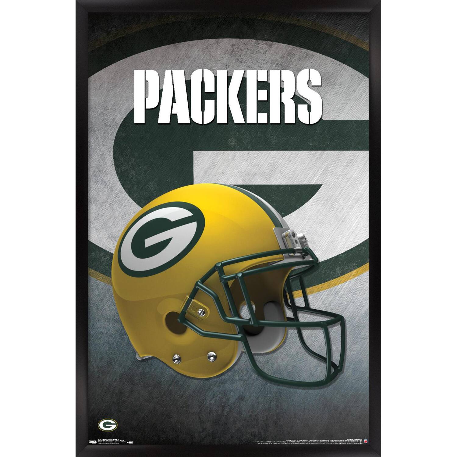 Trends International - Green Bay Packers 24.25'' x 35.75'' Framed Team Helmet Poster - Multicolor