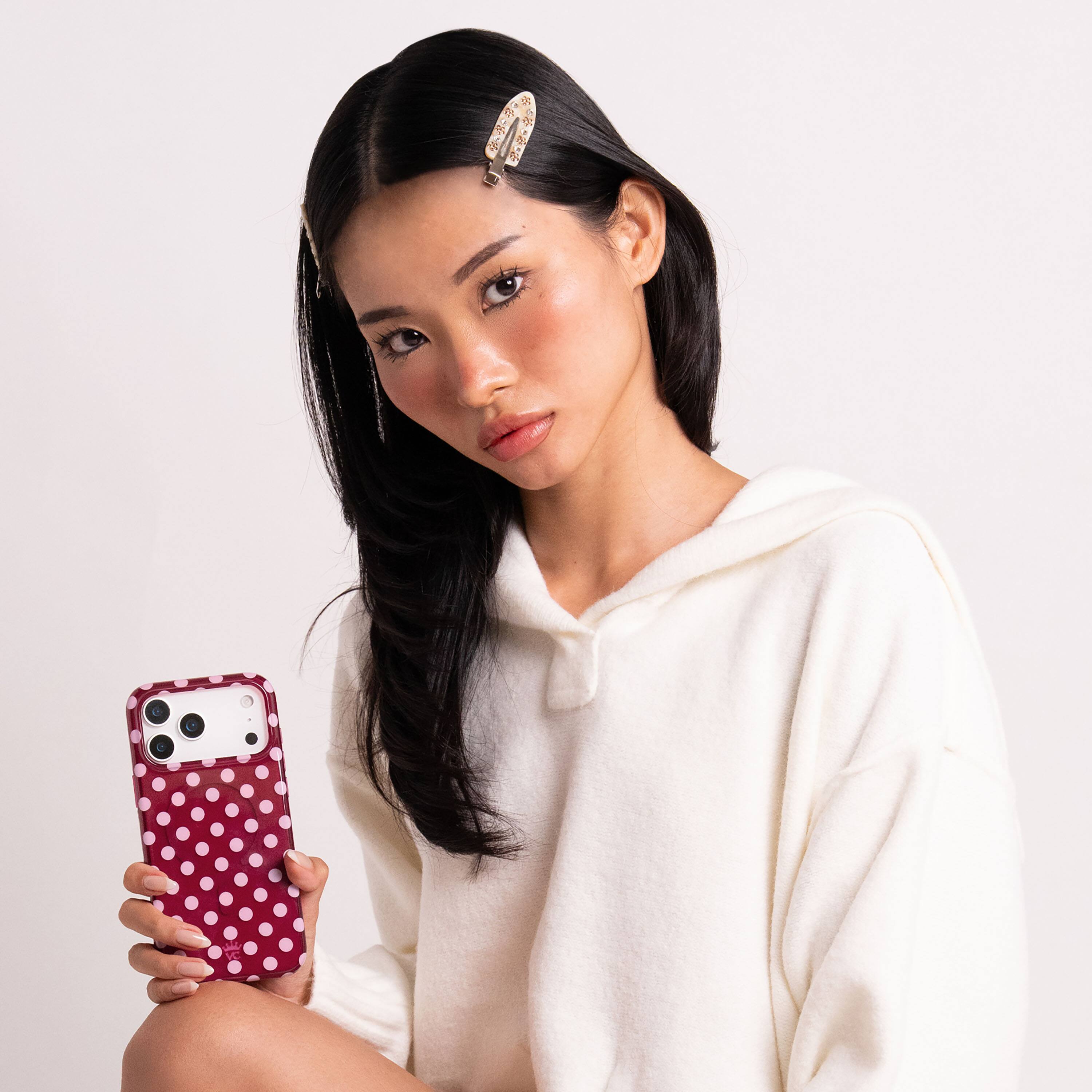 Alt View 7. VELVET CAVIAR - Magsafe Case for Apple iPhone 18 Pro / iPhone 17 Pro - Raspberry Polka Dot.