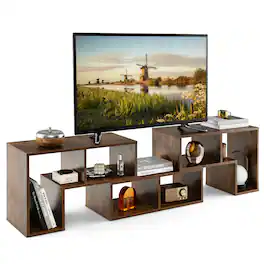 Costway - 3 Pieces TV Console Stand Modern Entertainment Center Storage Bookcase - Brown