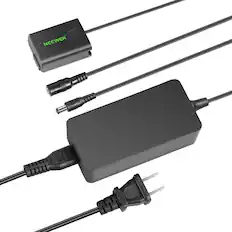 Front. Neewer - AC-PW20 Dummy Battery & AC Adapter for Sony NP-FW50, Continuous Power, A7/A6x00/RX10 - Black.