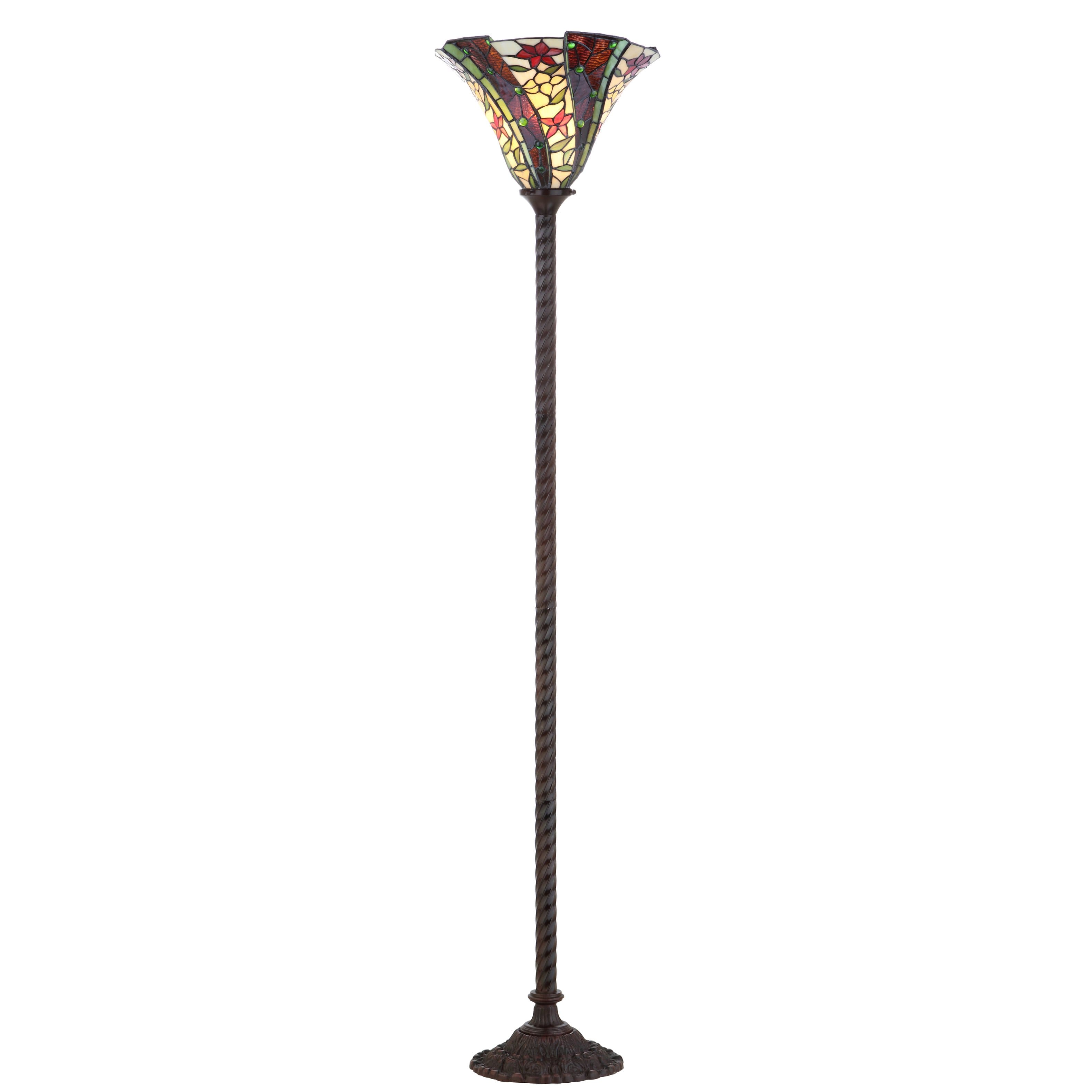 Jonathan Y - Williams Tiffany-Style 71" Torchiere LED Floor Lamp - Bronze