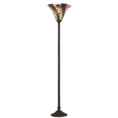 Front. Jonathan Y - Williams Tiffany-Style 71" Torchiere LED Floor Lamp, Bronze - Bronze.