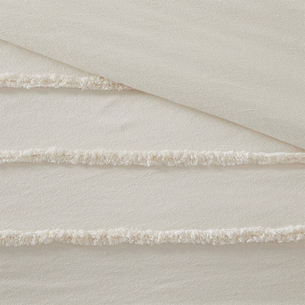 Alt View 5. Gracie Mills - Gracie Mills Sotelo Modern Cotton Chenille Duvet Cover Set - Ivory.