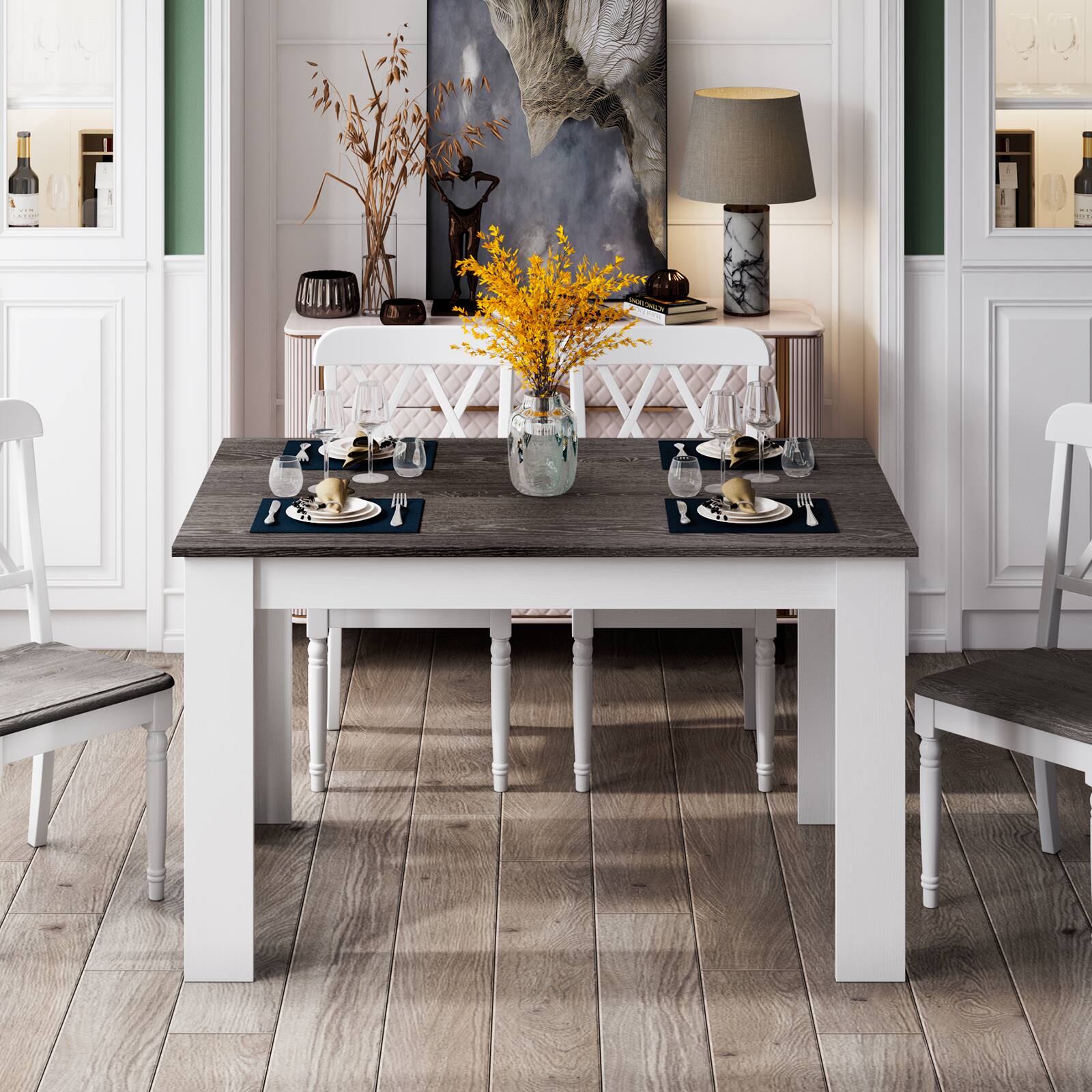 Alt View 2. SlickBlue - Dining Table for Kitchen or Dining Room with Modern Design - Dark Grey.