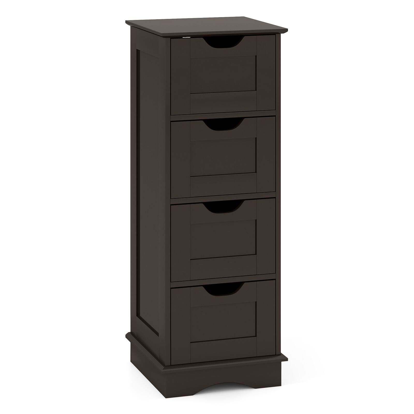 Alt View 9. Costway - Costway Bathroom Storage Cabinet with 4 Drawers, Cutout Handles for Hallway, Living Room - Brown.