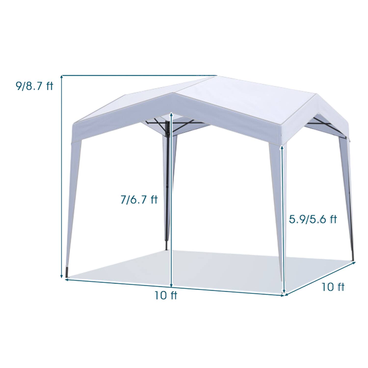 9/8.7 ft  
7/6.7 ft  
5.9/5.6 ft  
10 ft  
10 ft