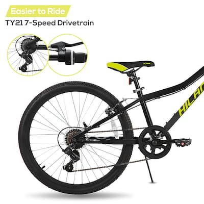 HILAND 24 Inch Mountain Bike for Boy Girl with Suspension Fork, 7 HILAND 24 Inch Mountain Bike for Boy Girl with Suspension Fork, 7