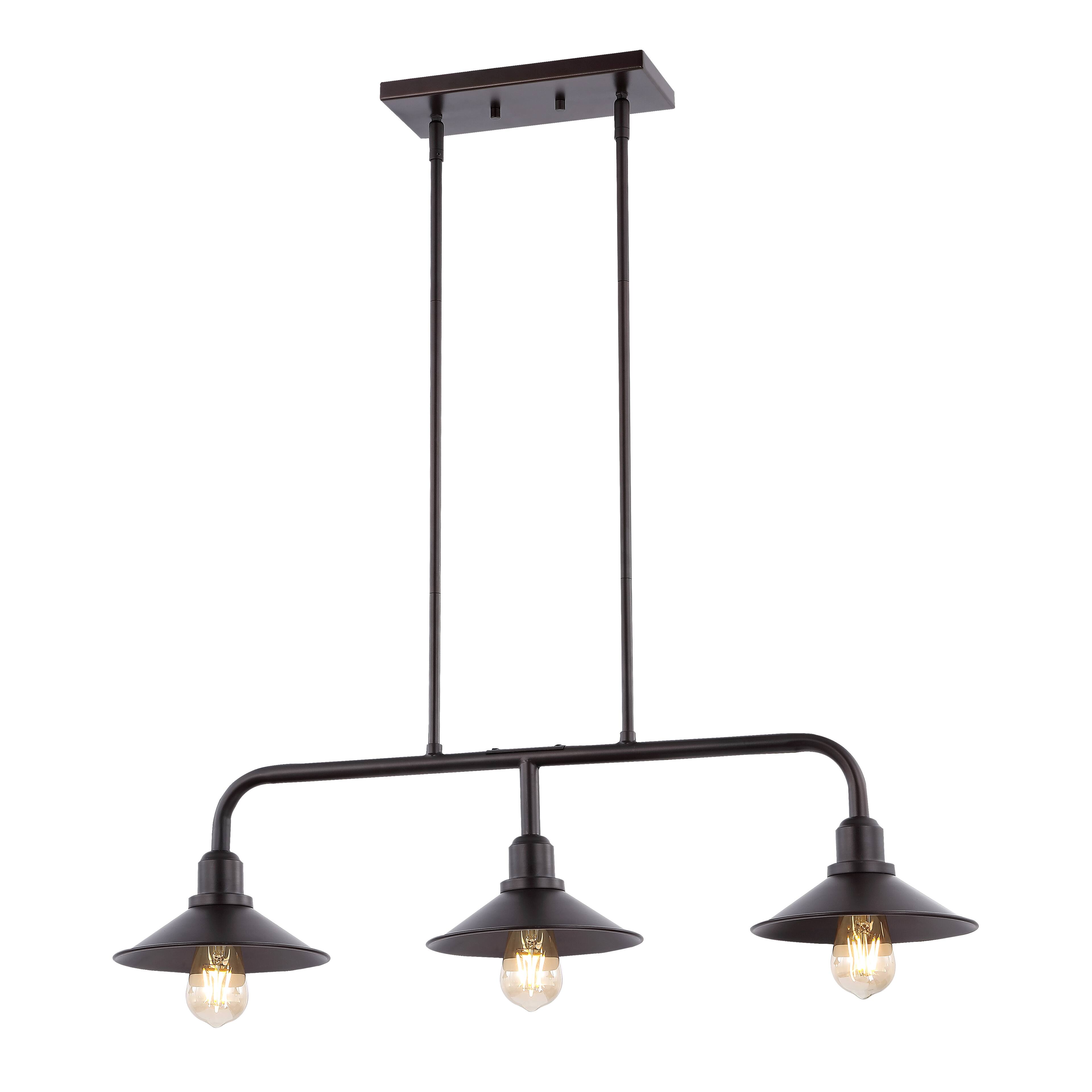 "Jonathan Y - Cade 34.25"" 3-Light Metal Farmhouse Industrial LED Pendant, Oil Rubbed Bronze - Oil-Rubbed Bronze" price history on PriceWatchPro