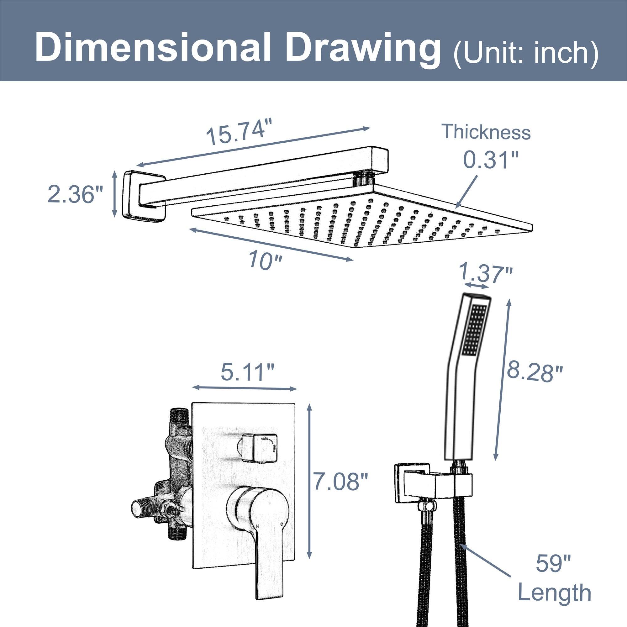 Dimensional Drawing (Unit: inch)

- Length: 59"
- Thickness: 0.31"
- Width: 15.74"
- Height: 2.36"
- Depth: 10"
- Height of the control panel: 1.37"
- Width of the control panel: 5.11"
- Height of the control panel: 7.08"
- Height of the control panel: 8.28"