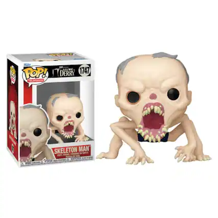 Sure, here is the corrected and grouped text from the image:
---
**Funko**
**POP!**
**TELEVISION**
**WELCOME TO DERRY**
**1747**
**SKELETON MAN**
**VINYL FIGURE / FIGURINE EN VINYLE**
**WARNING: CHOKING HAZARD - SMALL PARTS. NOT FOR CHILDREN UNDER 3 YEARS.**
**ATTENTION: PELIGRO DE AHOGO - PIEZAS PEQUEÑAS. NO APTO PARA NIÑOS MENORES DE 3 AÑOS.**
**ADVERTENCIA: PELIGRO DE AHOGO - PIEZAS PEQUEÑAS. NO APTO PARA NIÑOS MENORES DE 3 AÑOS.**
---