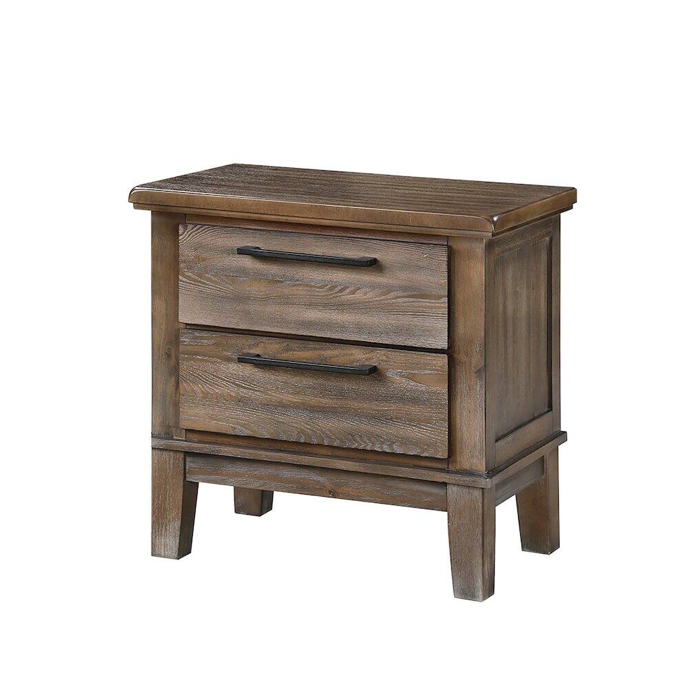Angle. New Classic Furniture - Cagney Wood Nightstand in Vintage (Set of 2) - Vintage.