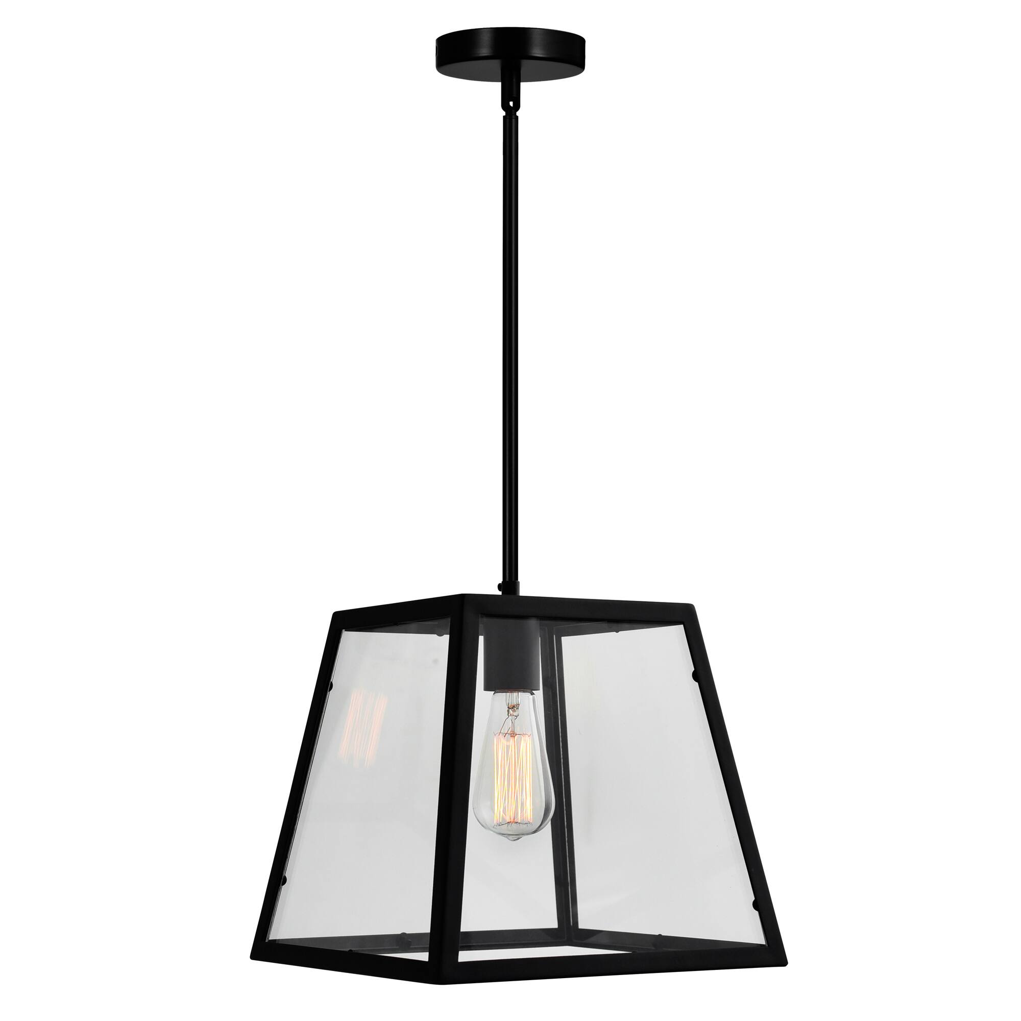 Angle. CWI Lighting - Alyson 1 Light Down Mini Pendant With Black Finish - Black.