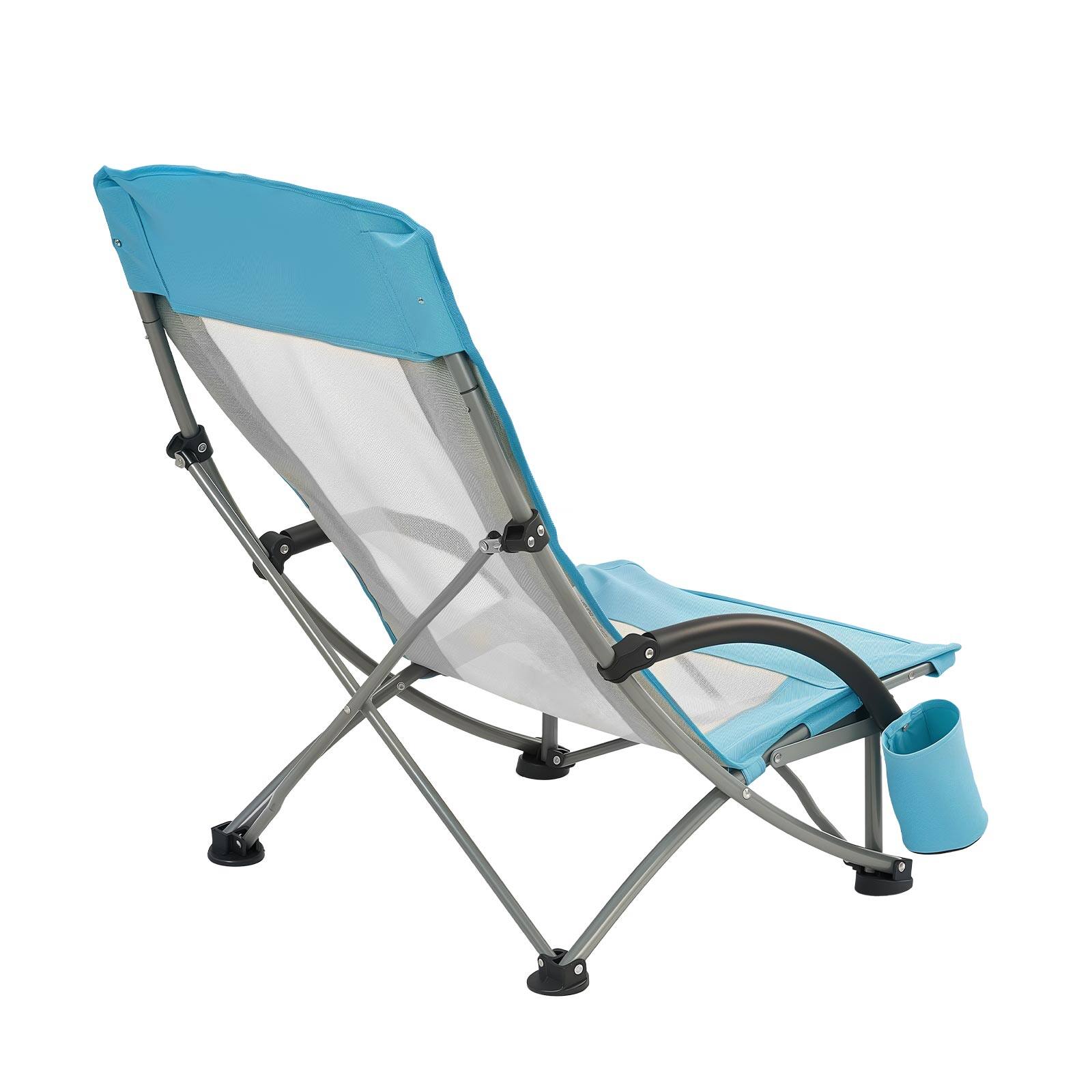Alt View 5. VEVOR - Folding Beach Chair, High Back Camping Chairs for Adults, with Cup Pocket, Mesh Back, Carry Bag - Light Blue.