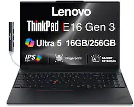 Lenovo - Upgraded - ThinkPad E16 Laptop 16'' Touchscreen (Intel Ultra 5-225U, 16GB DDR5, 256GB SSD, Win 11 Home) w/DKZ USB Hub - Black