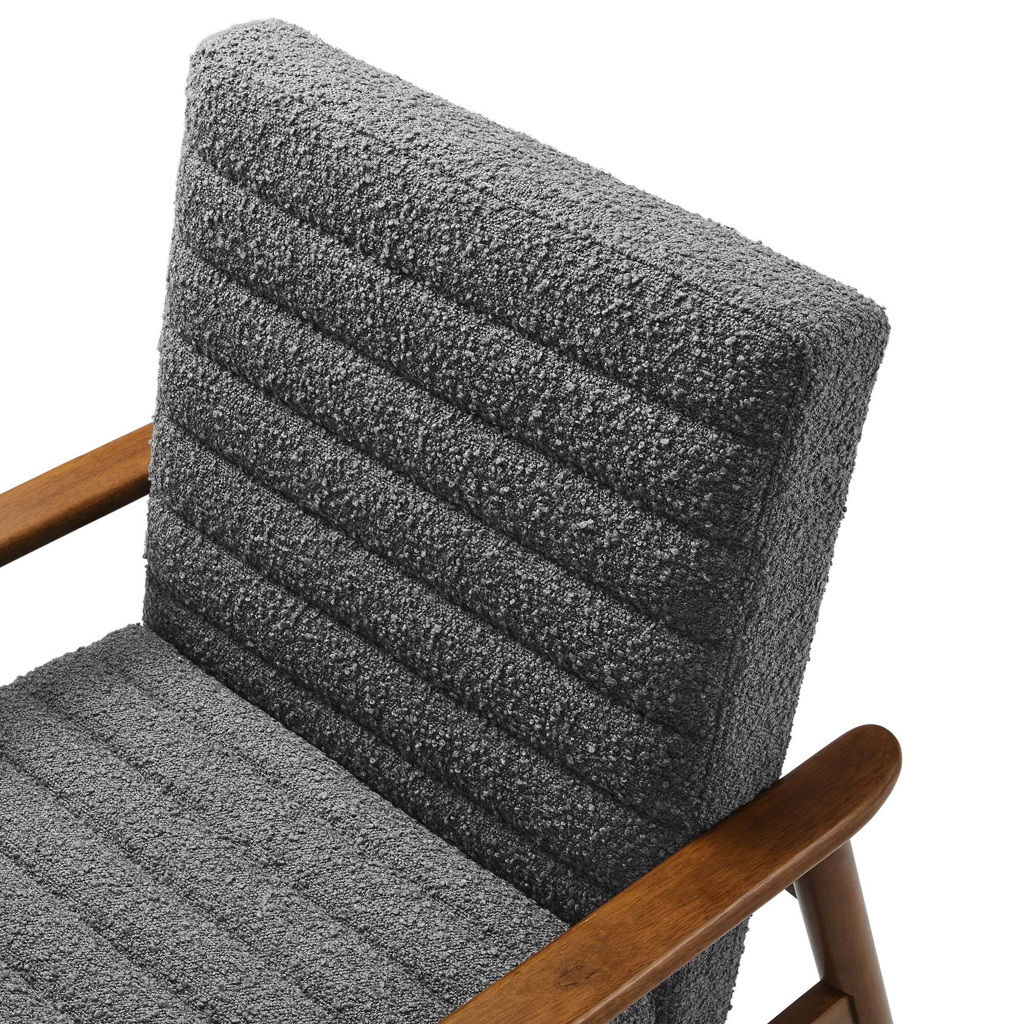 Alt View 5. Modway - Jensen Boucle Fabric Accent Chair by Modway - Walnut Charcoal.