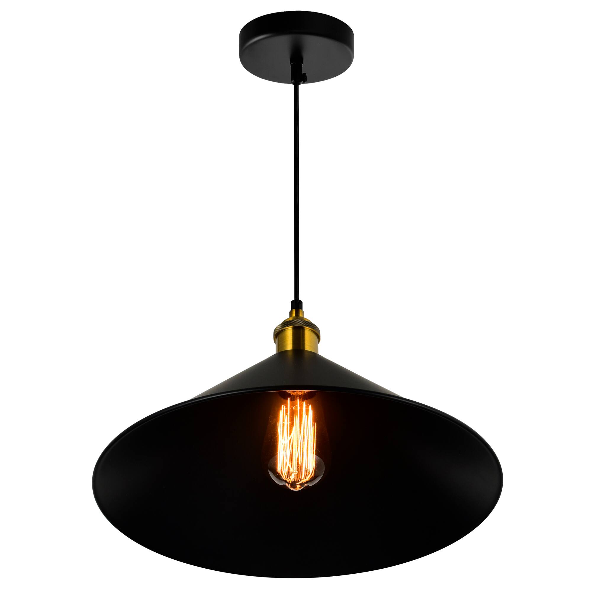Back. CWI Lighting - Brave 1 Light Black Mini Pendant - Black.