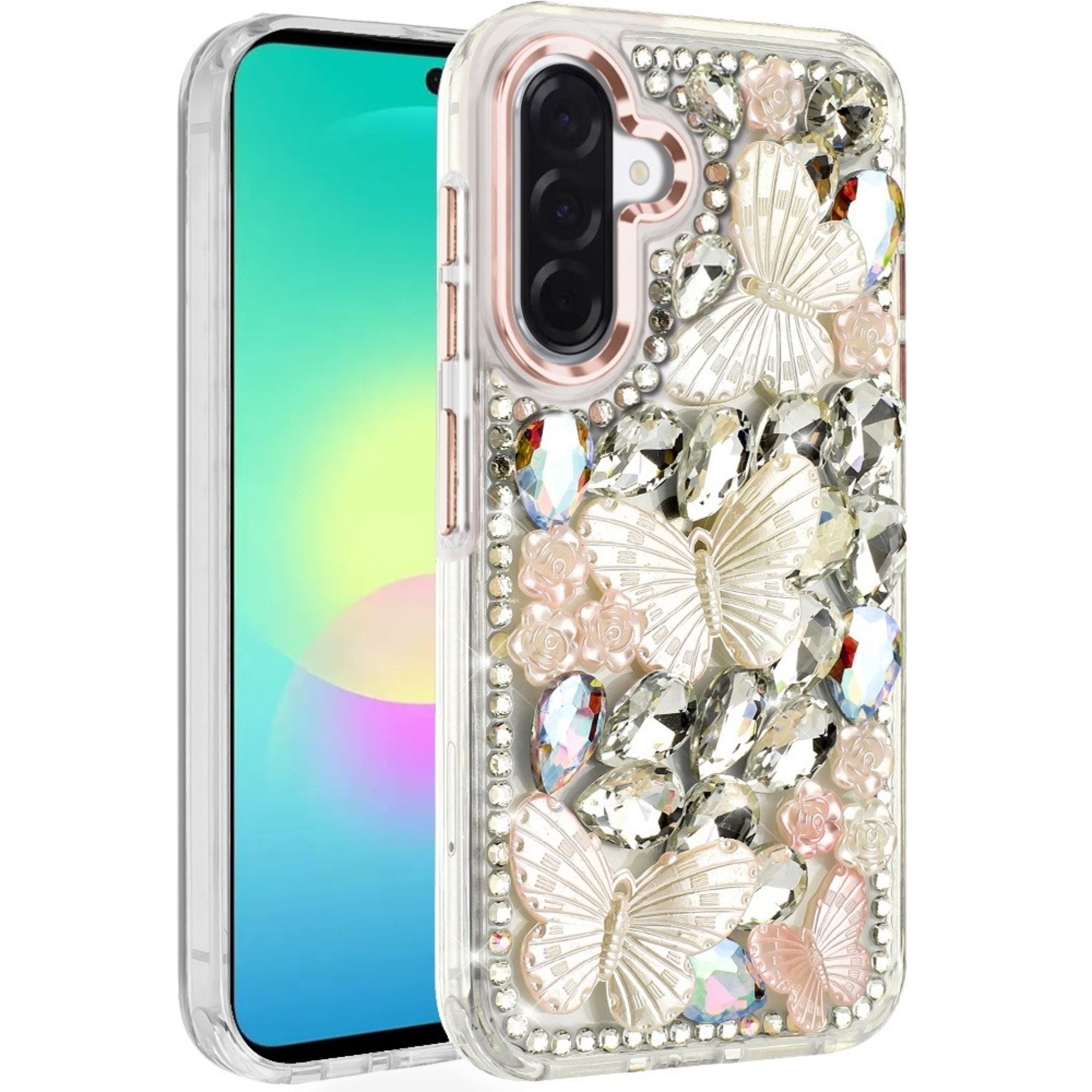 Kitcheniva - Bling Diamond Large Butterflies Cover Plus Tempered Glass For Samsung A27 5G - Rose Gold price history on PriceWatchPro