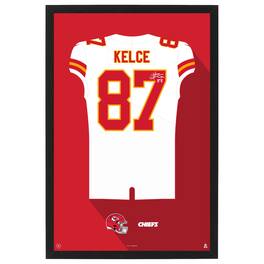 Sporticulture - Travis Kelce Kansas City Chiefs Away Jersey Framed Art Print - White